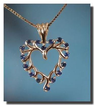 14k Heart pendant w16 2.25mm Montana Sapphires