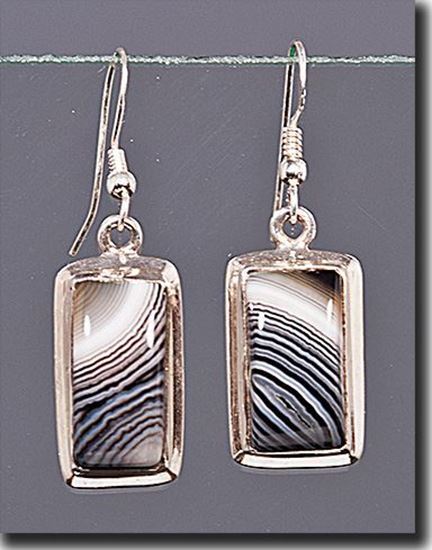 Banded Black & White Agate Earrings