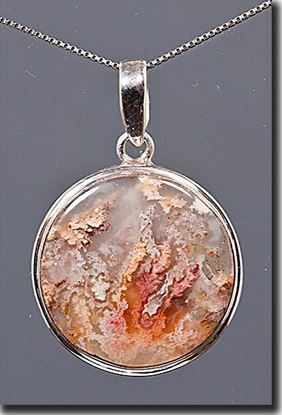 Regency Rose Plume Agate Silver Pendant