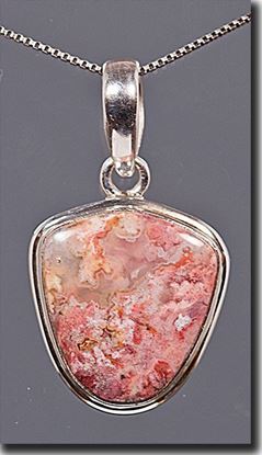 Regency Rose Plume Agate Silver Pendant