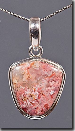 Regency Rose Plume Agate Silver Pendant