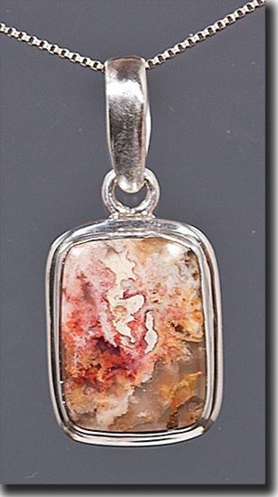 Regency Rose Plume Agate Silver Pendant