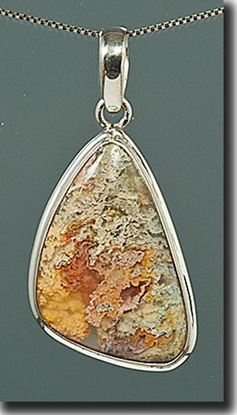 Regency Rose Plume Agate Silver Pendant