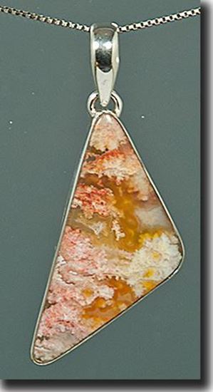 Regency Rose Plume Agate Silver Pendant