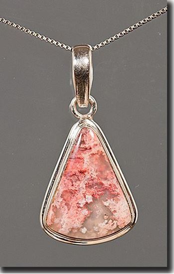 Regency Rose Plume Agate Silver Pendant