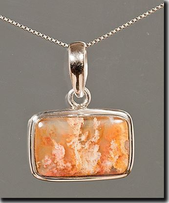 Regency Rose Plume Agate Silver Pendant