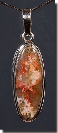 Regency Rose Plume Agate Silver Pendant