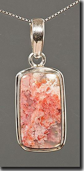 Regency Rose Plume Agate Silver Pendant