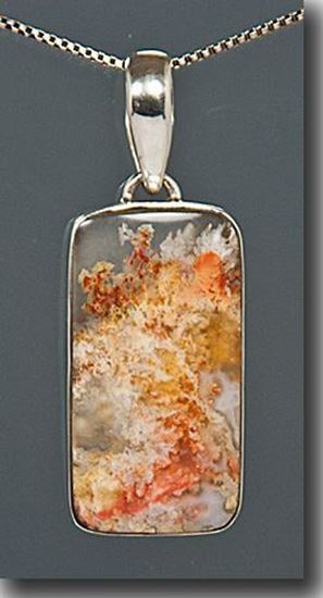 Regency Rose Plume Agate Silver Pendant