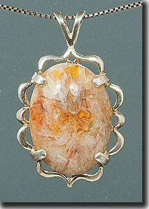 Regency Rose Plume Agate Silver Pendant