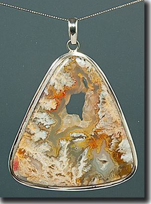 Regency Rose Plume Agate Silver Pendant