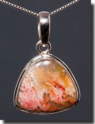 Regency Rose Plume Agate Silver Pendant