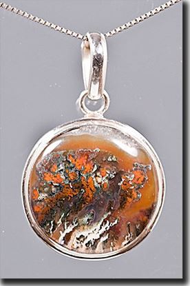 Prudent Man Plume Agate Silver Pendant