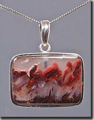 Mexican Flame Agate Silver Pendant
