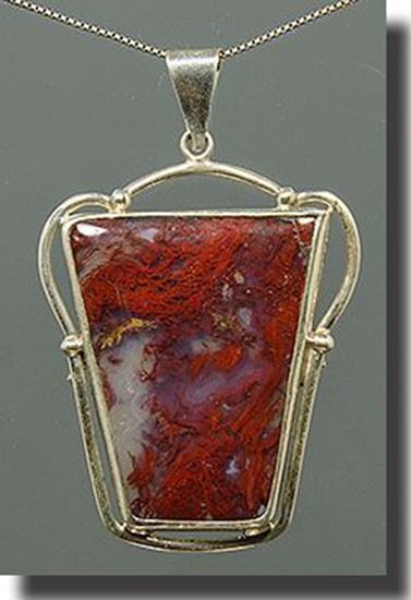 Mexican Flame Agate Silver Pendant