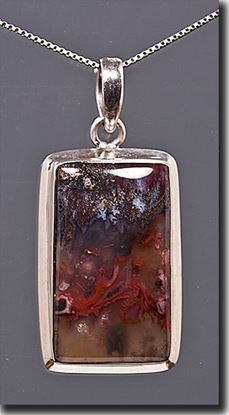 Mexican Flame Agate Silver Pendant