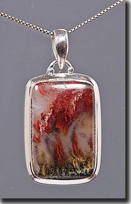 Mexican Flame Agate Silver Pendant