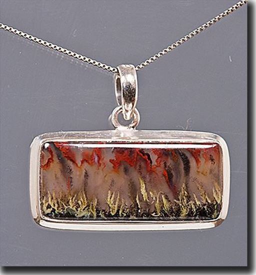 Mexican Flame Agate Silver Pendant