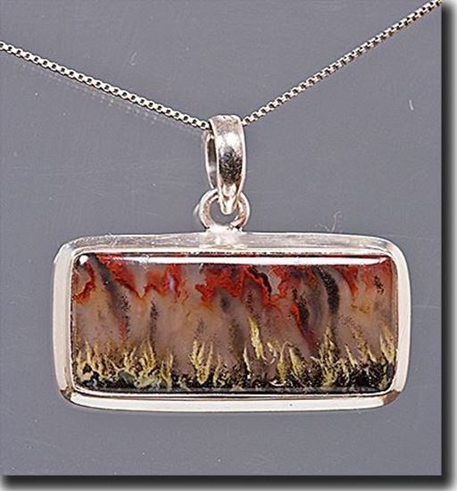 Mexican Flame Agate Silver Pendant