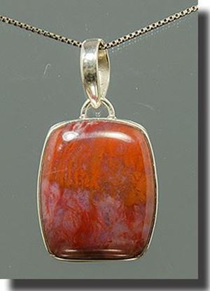 Mexican Flame Agate Silver Pendant