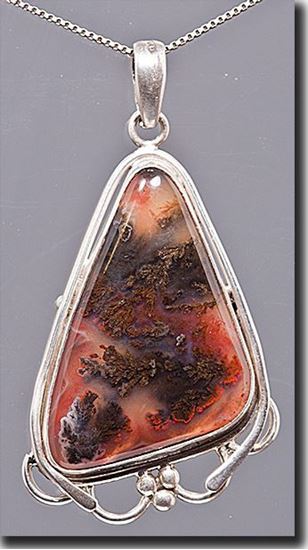 Woodward Ranch Plume Agate Silver Pendant