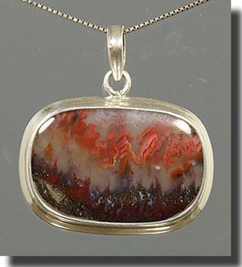 Mexican Flame Agate Silver Pendant