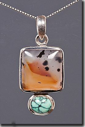 Montana Moss Agate & Turquoise Pendant