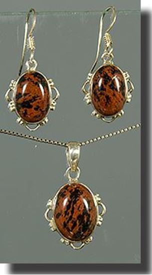 Mahogany Obsidian Pendant & Earring Set