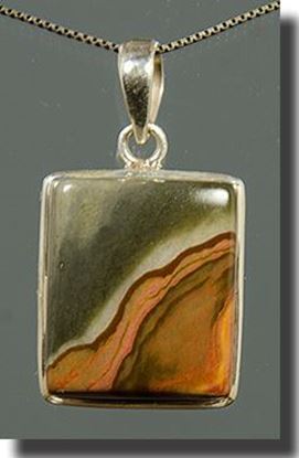 Owyhee Red Desert Picture Jasper Silver Pendant