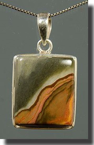 Owyhee Red Desert Picture Jasper Silver Pendant