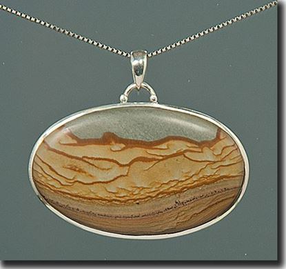 Owyhee Shadow Mountain Picture Jasper Silver Pendant