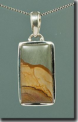 Owyhee Shadow Mountain Picture Jasper Silver Pendant