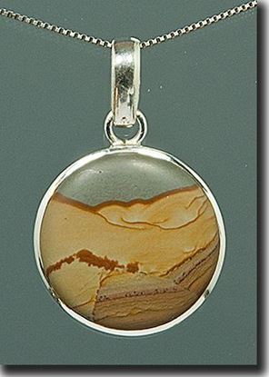 Owyhee Shadow Mountain Picture Jasper Silver Pendant