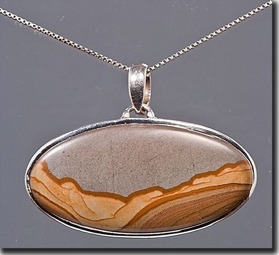 Owyhee Shadow Mountain Picture Jasper Silver Pendant