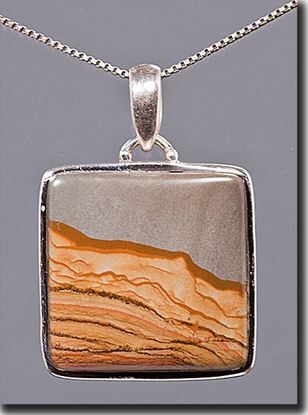 Owyhee Shadow Mountain Picture Jasper Silver Pendant