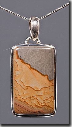 Owyhee Shadow Mountain Picture Jasper Silver Pendant