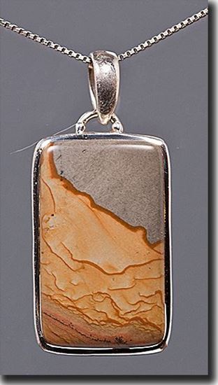 Owyhee Shadow Mountain Picture Jasper Silver Pendant