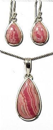 Pink Rhodochrosite Pendant & Earrings