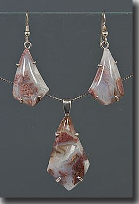 Wyoming Youngite Jasper Silver Pendant & Earrings