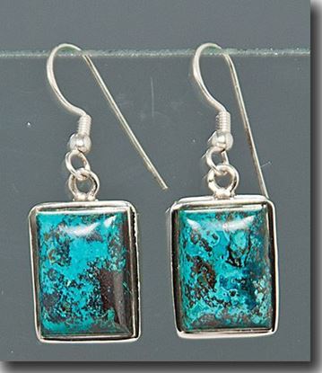 Rectangle Chrysocolla Silver Earrings