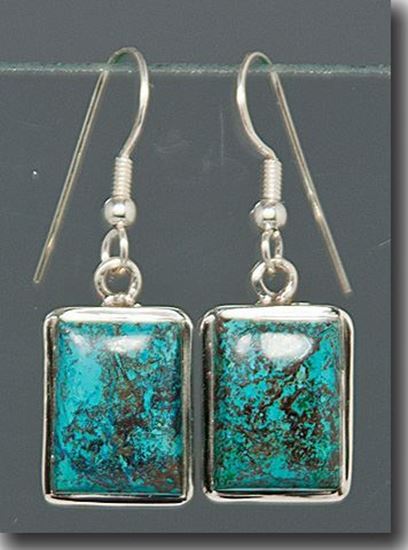 Rectangle Chrysocolla Silver Earrings