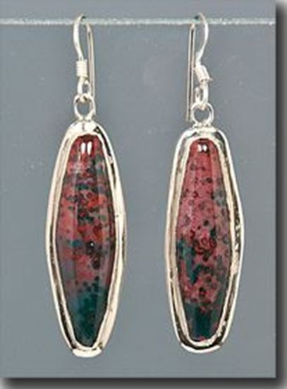 Bloodstone Silver Earrings