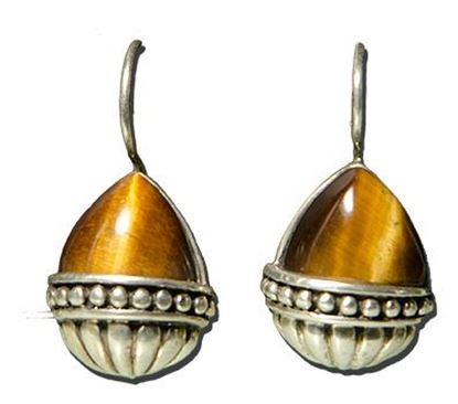 Tiger Eye Silver Earrings