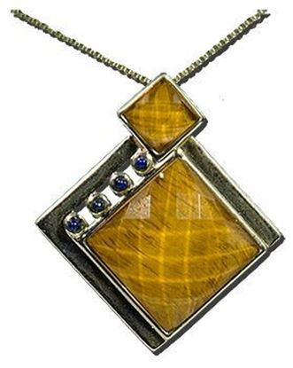 Tiger Eye & Lapis Silver Pendant