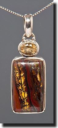 Australian Tiger Iron & Citrine Silver Pendant