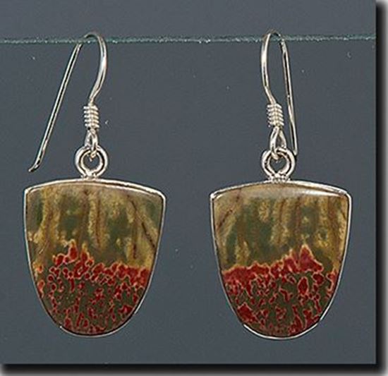 Chinese Red Creek Jasper Silver Earrings