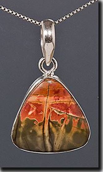 Chinese Red Creek Jasper Silver Pendant