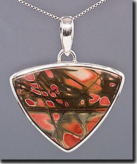 Chinese Red Creek Jasper Silver Pendant