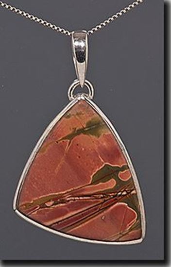 Chinese Red Creek Jasper Silver Pendant