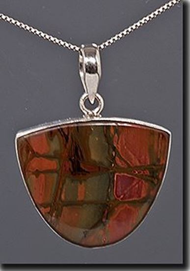 Chinese Red Creek Jasper Silver Pendant